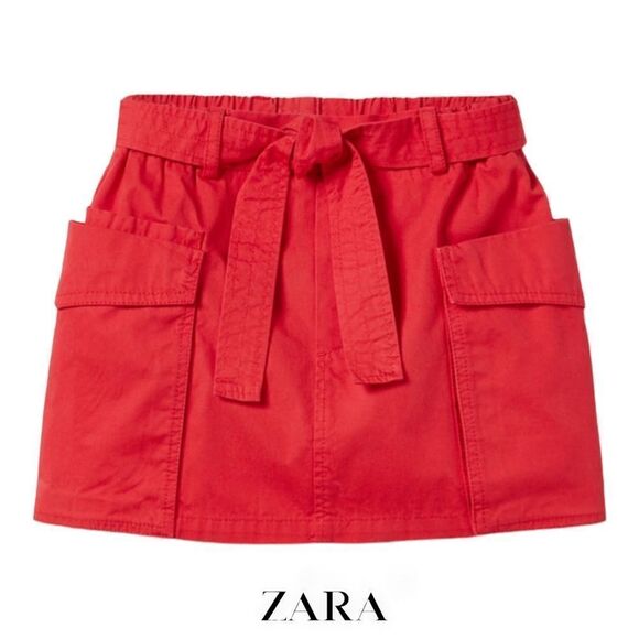 ZARA Kids | Red | FLAP POCKET SKIRT - Picture 1 of 4